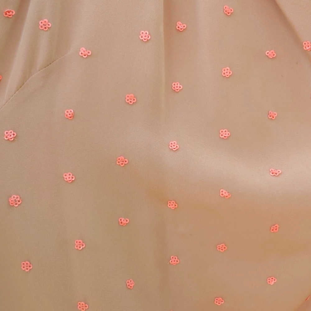 Nude and coral sequened tibi off the shoulder